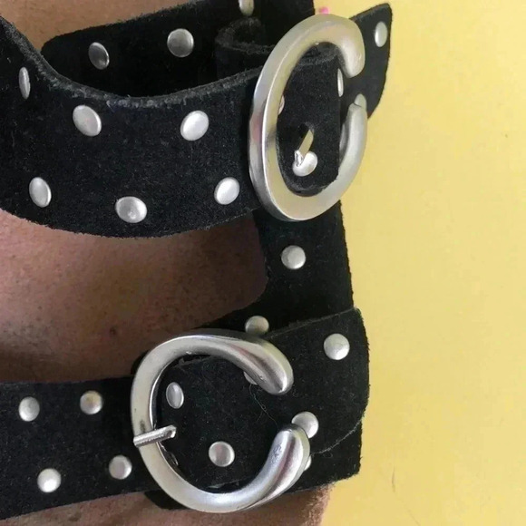 Promod black suede and silver studded sandals with adjustable straps - Picture 2 of 5